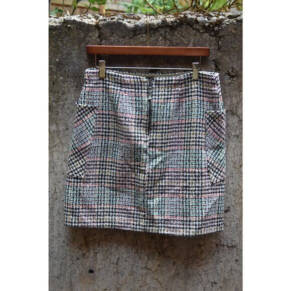 Maeve by Anthropologie Tweed Mini Skirt Multicolor Plaid US 8 - Picture 2 of 4